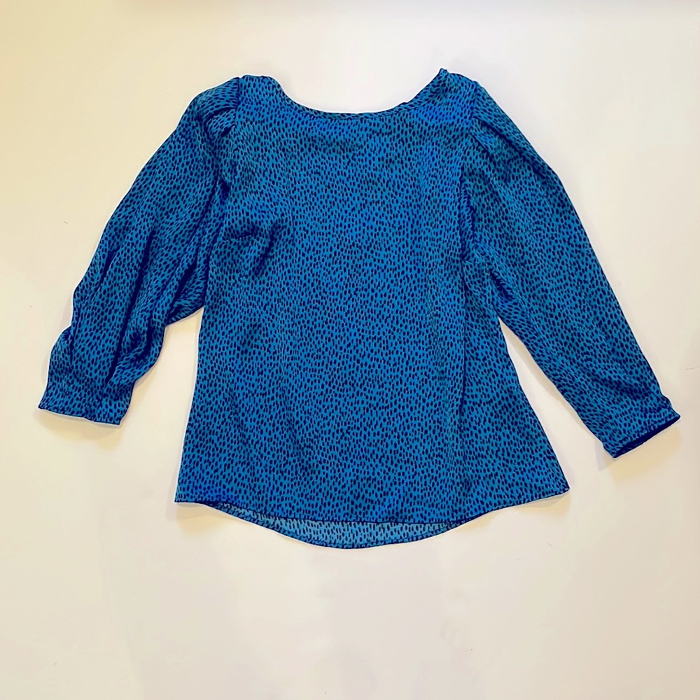 Banana Republic petite blouse. Blue and black. Silky feel polyester. XXSP. NWOT.
